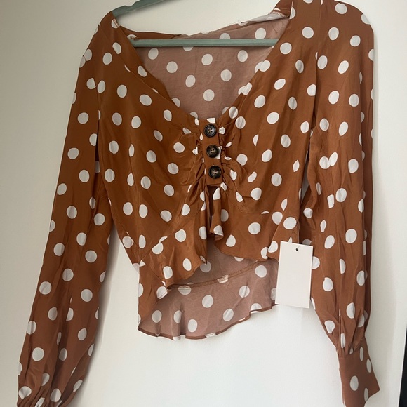 For Love & Lemons X REVOLVE Isabella Blouse in Mustard Dot Size Small - Picture 2 of 2